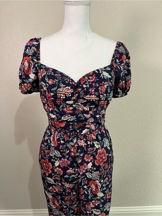 Band Of The Free Pants - Band of the Free Women’s Size Med Jumpsuit Navy Red Pink Florals Boho Summer